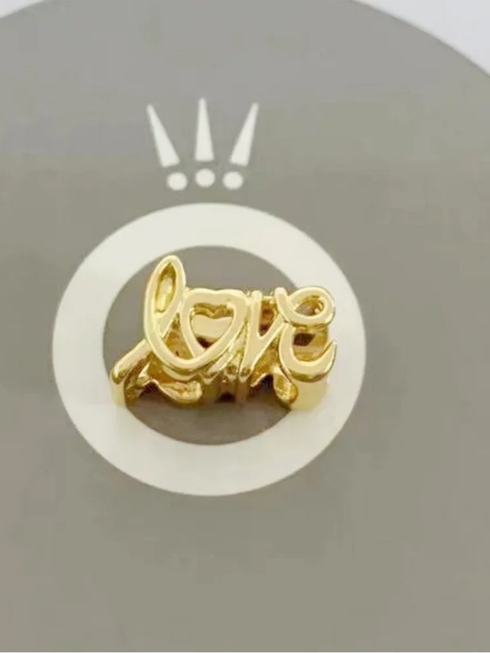 Pandora Gold Love Script Charm with Heart Detail